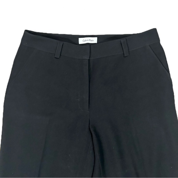 Calvin Klein Wide Leg High Waist Cuffed Trousers Black Pants Size 6 - Picture 1 of 14